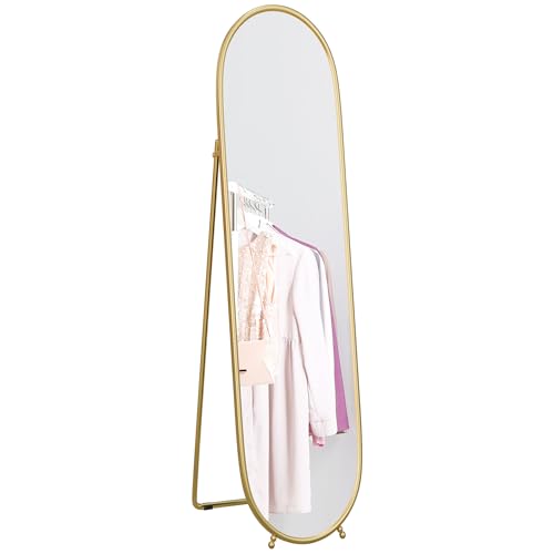 HOMCOM Ganzkörperspiegel, 160 x 40 cm Wandspiegel mit Ständer, Metallrahmen, Oval Standspiegel für Wohnzimmer, Schlafzimmer, Gold HOMCOM Ganzkörperspiegel, 160 x 40 cm Wandspiegel mit Ständer, Metallrahmen, Oval Standspiegel für Wohnzimmer, Schlafzimmer, Gold von HOMCOM