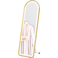 HOMCOM Ganzkörperspiegel mit LED-Leuchte dimmbar, Wandspiegel & Standspiegel, Garderobenspiegel mit Touch-Schalter, Gold 47x146 cm   Aosom.de von HOMCOM