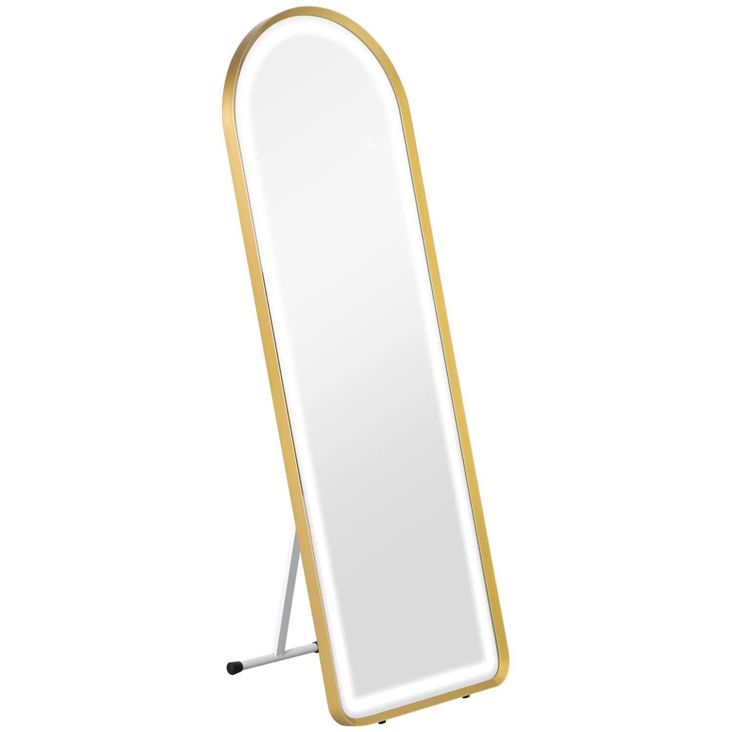 HOMCOM Ganzkörperspiegel 151,5 x 50 x 4 cm mit LED-Leuchte Touch Funktion Gold von HOMCOM