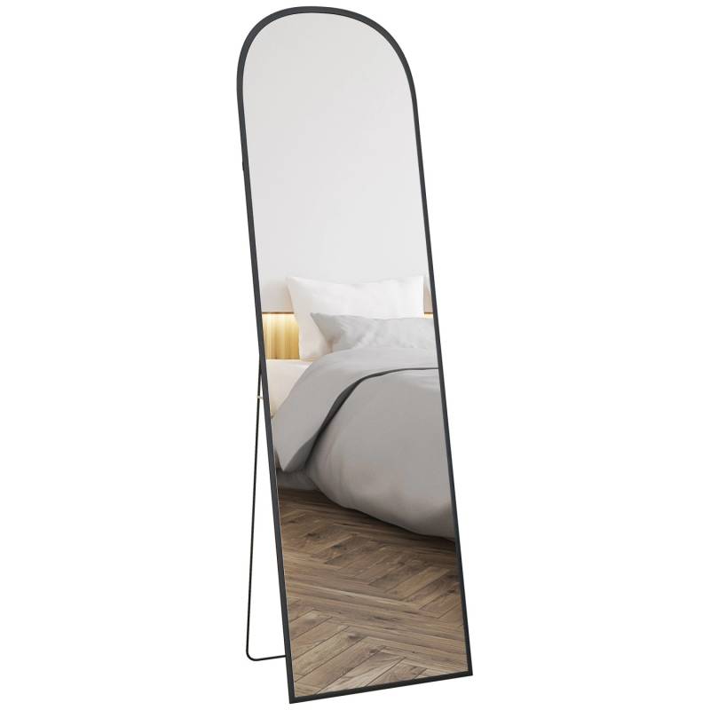 HOMCOM Ganzkörperspiegel Aluminiumlegierung Hartglas 50L x 1,5B x 170H cm Schwarz von HOMCOM