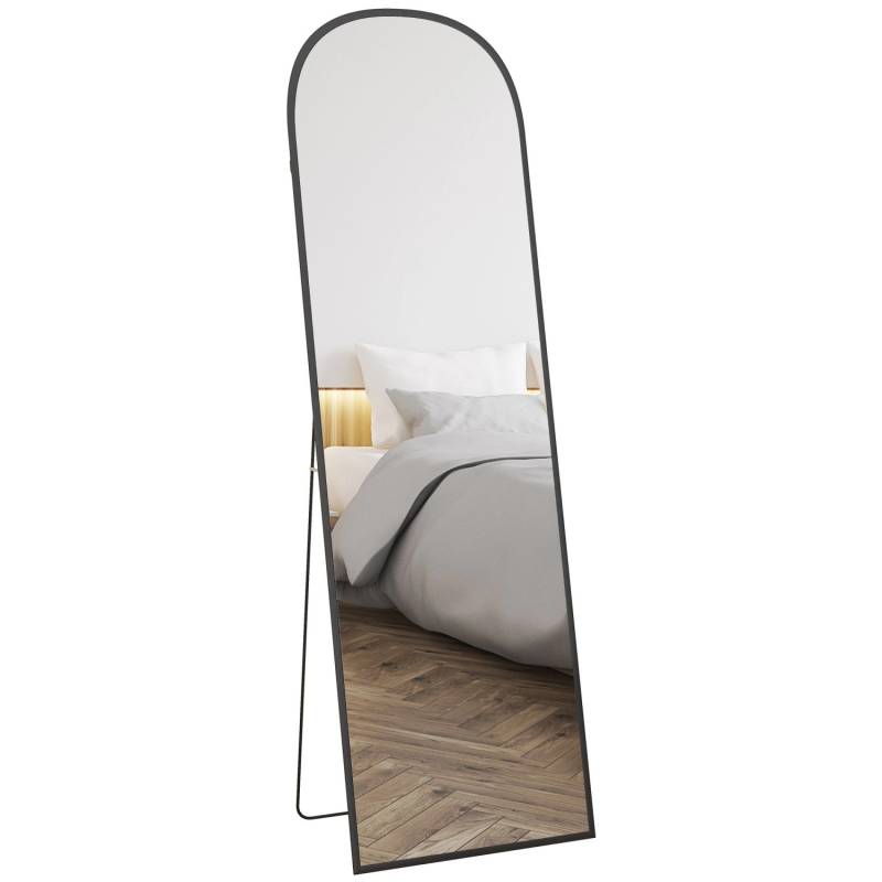HOMCOM Ganzkörperspiegel Aluminiumlegierung Schwarz 50L x 1,5B x 161,5H cm von HOMCOM