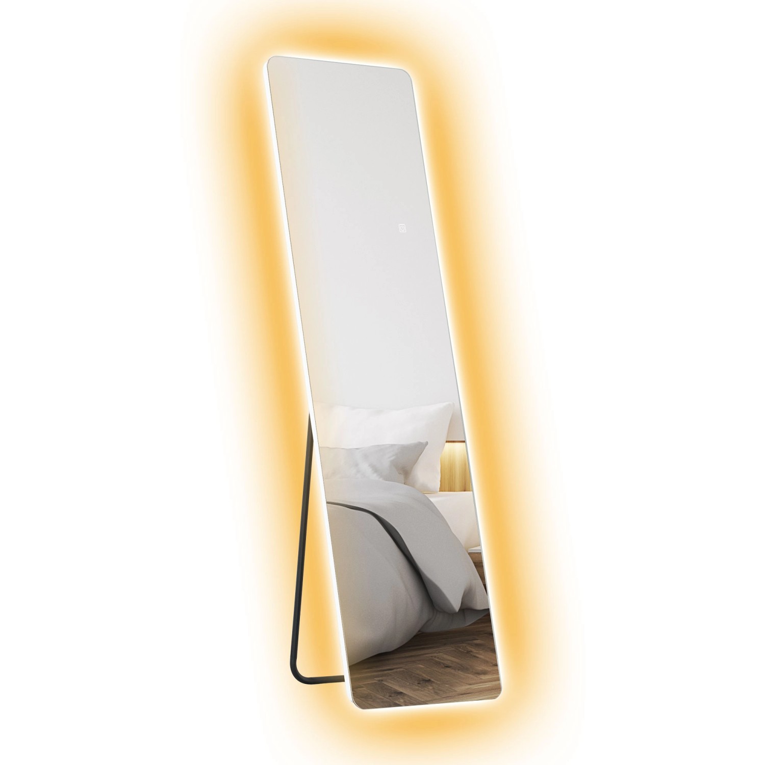 HOMCOM Ganzkörperspiegel Hartglas Metall Transparent 40L x 3B x 150H cm von HOMCOM