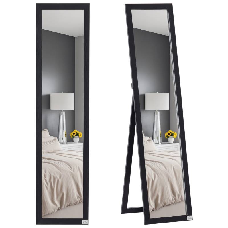 HOMCOM Ganzkörperspiegel MDF Glas 37L x 37B x 154H cm Schwarz von HOMCOM