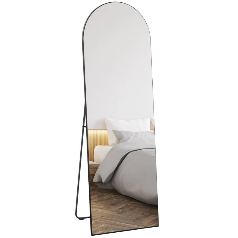 HOMCOM Ganzkörperspiegel MDF Glas Schwarz 50L x 3,6B x 150H cm von HOMCOM