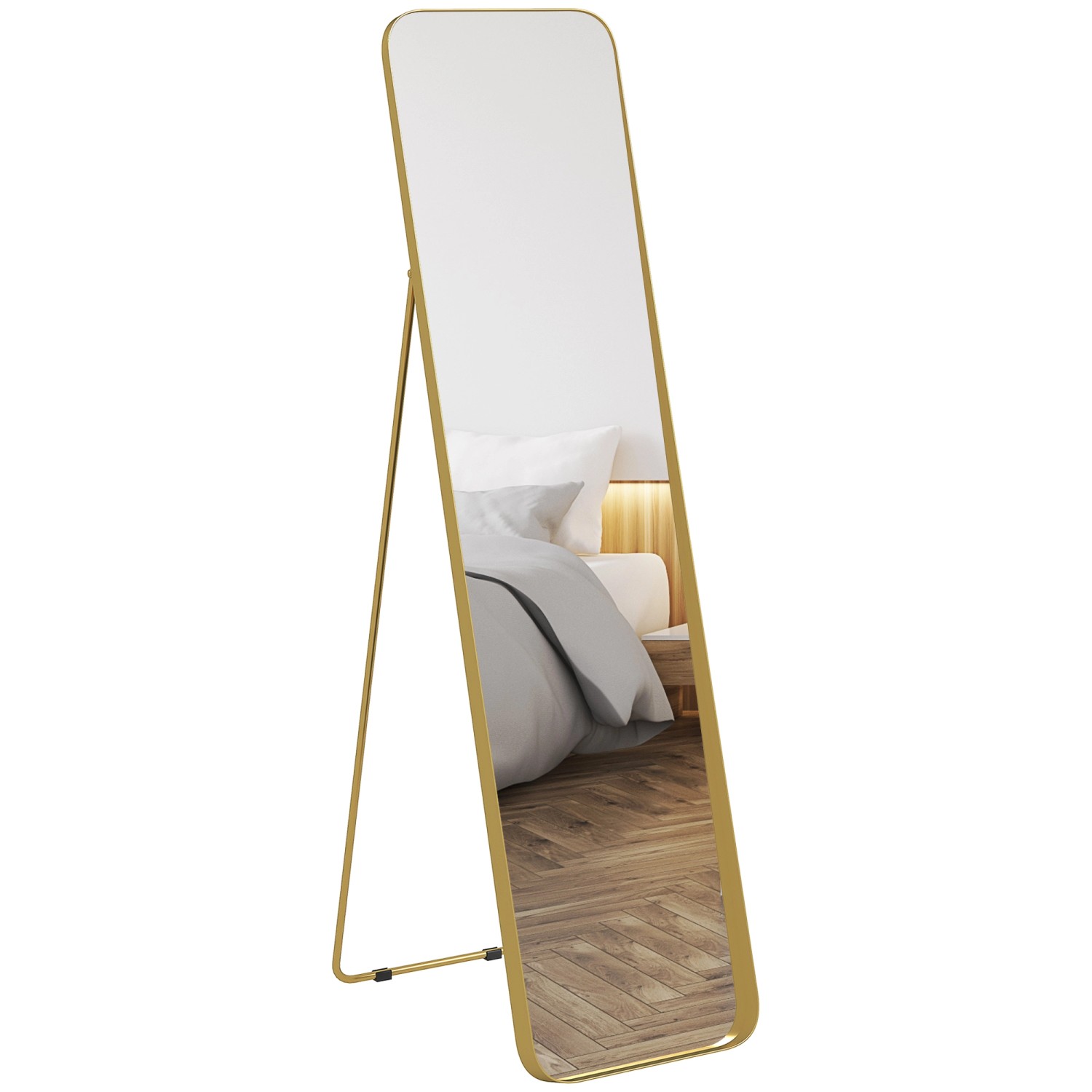 HOMCOM Ganzkörperspiegel Metall Glas 40L x 6B x 160H cm Gold HOMCOM Ganzkörperspiegel Metall Glas 40L x 6B x 160H cm Gold von HOMCOM