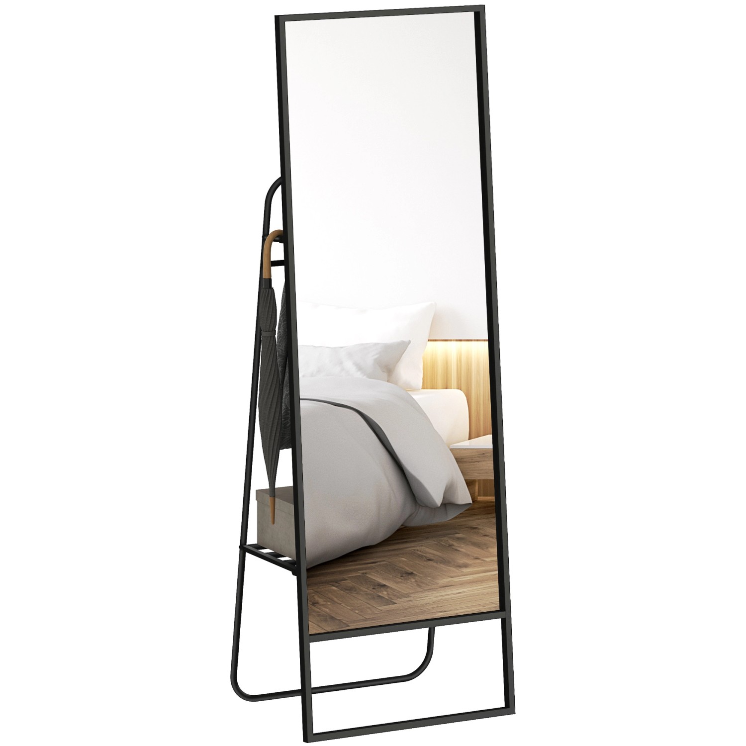 HOMCOM Ganzkörperspiegel Metall Glas 50L x 38B x 157H cm Schwarz HOMCOM Ganzkörperspiegel Metall Glas 50L x 38B x 157H cm Schwarz von HOMCOM