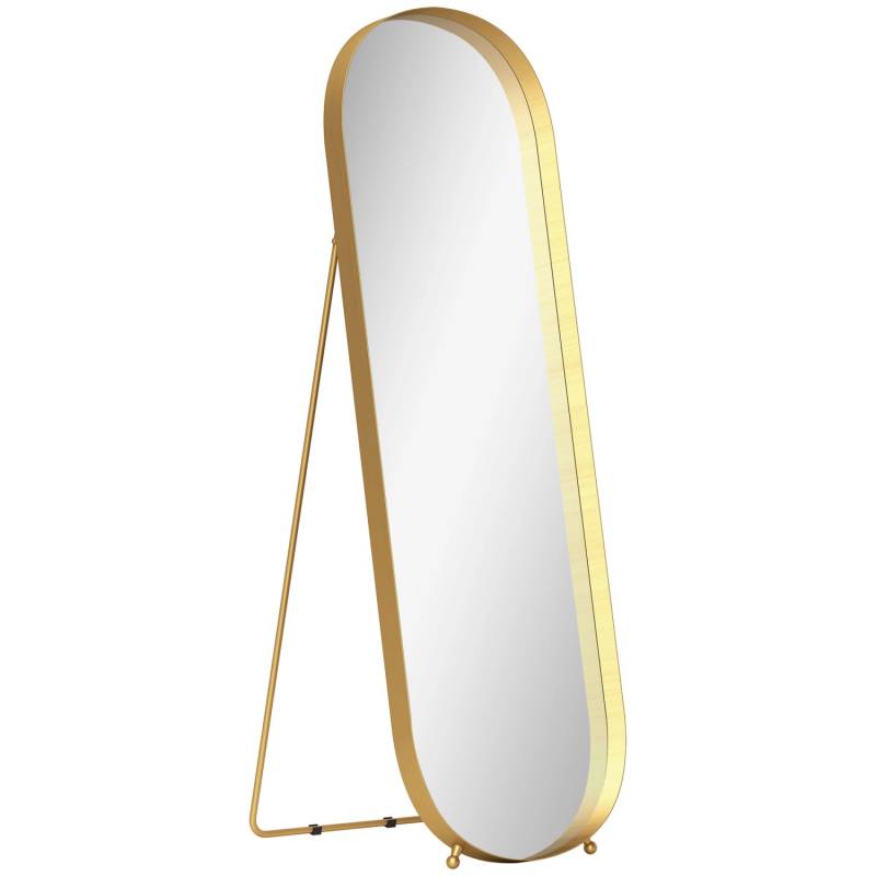 HOMCOM Ganzkörperspiegel Metall Glas 50L x 6B x 160H cm Gold von HOMCOM