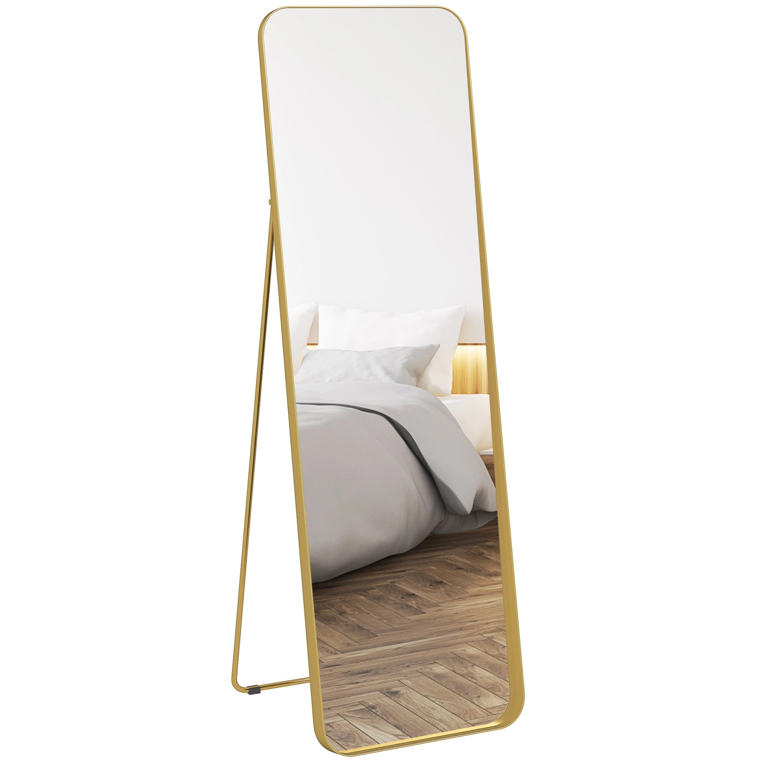 HOMCOM Ganzkörperspiegel Metall Glas 50L x 6B x 160H cm Gold HOMCOM Ganzkörperspiegel Metall Glas 50L x 6B x 160H cm Gold von HOMCOM