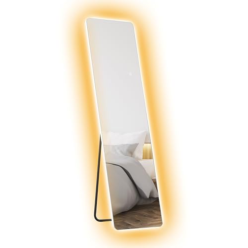 HOMCOM Ganzkörperspiegel mit LED-Licht 150x40 cm Rahmenloser Stand- oder Wandspiegel mit 3-Farben-Beleuchtung Memory-Funktion und Smart Touch für Wohnzimmer Schlafzimmer Transparent HOMCOM Ganzkörperspiegel mit LED-Licht 150x40 cm Rahmenloser Stand- oder Wandspiegel mit 3-Farben-Beleuchtung Memory-Funktion und Smart Touch für Wohnzimmer Schlafzimmer Transparent von HOMCOM