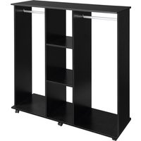 HOMCOM Garderobenschrank Mobiler Aufbewahrungsschrank 6 Rollen 120L x 40B x 128H cm aus Holz Schwarz   Aosom von HOMCOM