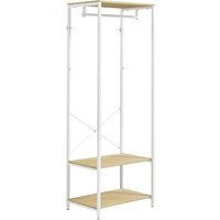 HOMCOM Garderobenschrank mit Schuhregal Garderobe Flurmöbel Industrie Stil 60L x 40B x 167,5H cm Hellbraun Holzoptik Weißes Metall   Aosom von HOMCOM