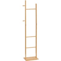 HOMCOM Garderobenständer, Kleiderständer mit 2 Haken, 3 Stangen, Jackerständer für Hüte, Kleidung, für Eingang, Flur, 36 x 24 x 168 cm, Bambus, Natur von HOMCOM