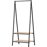 HOMCOM Garderobenständer Kleiderständer mit Schuhablage 64x42,5x149cm Metall Holz Schwarz Natur für Flur & Eingangsbereich   Aosom.de von HOMCOM