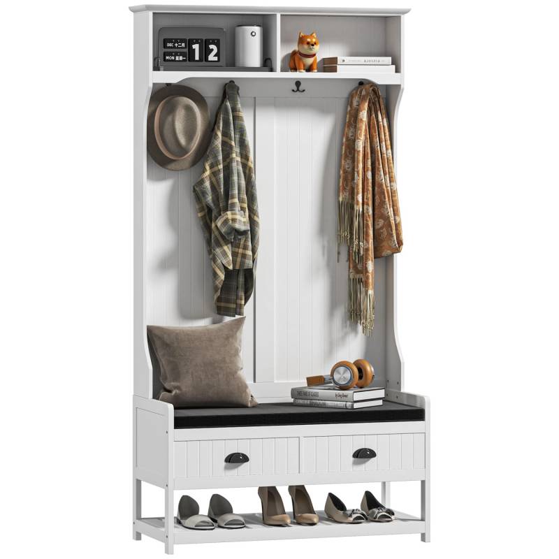 HOMCOM Garderobenständer MDF Schaumstoff Weiß 89L x 42B x 172H cm von HOMCOM