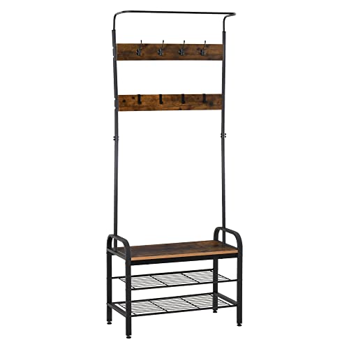 HOMCOM Garderobenständer Schuhregal Kleiderständer mit 8 Haken 2 Ablagen MDF Schwarz 72 x 34 x 185 cm HOMCOM Garderobenständer Schuhregal Kleiderständer mit 8 Haken 2 Ablagen MDF Schwarz 72 x 34 x 185 cm von HOMCOM