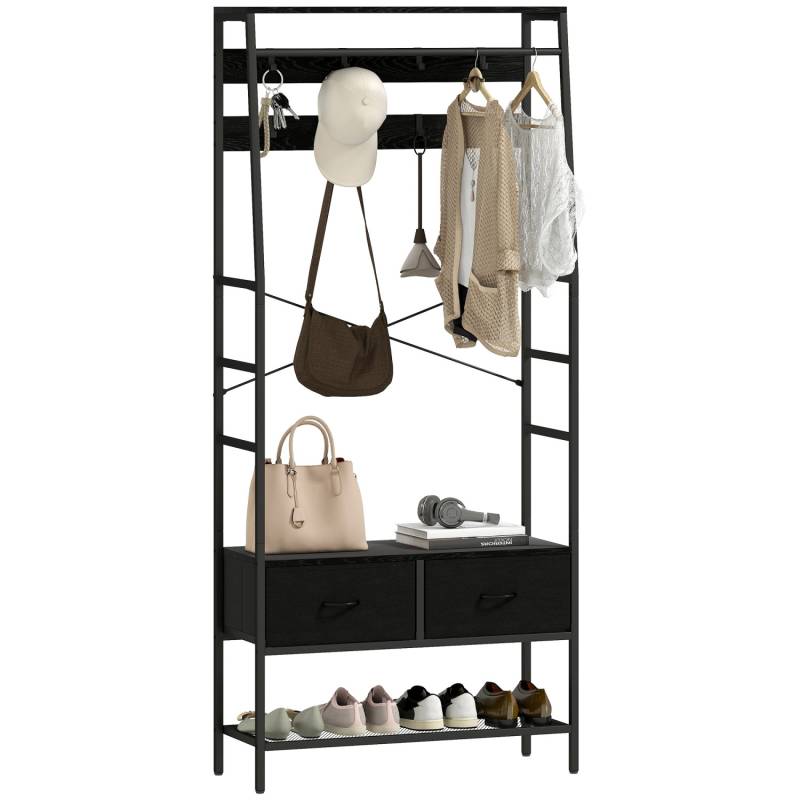 HOMCOM Garderobenständer Spanplatte Stahl 80L x 30B x 180,5H cm Schwarz HOMCOM Garderobenständer Spanplatte Stahl 80L x 30B x 180,5H cm Schwarz von HOMCOM