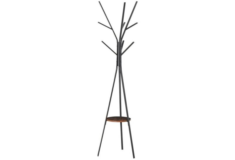 HOMCOM Garderobenständer Standgarderobe mit 8 Kleiderhaken, (Kleiderständer, 1 St., Hutständer), Metall, Braun, 45 x 45 x 180 cm von HOMCOM