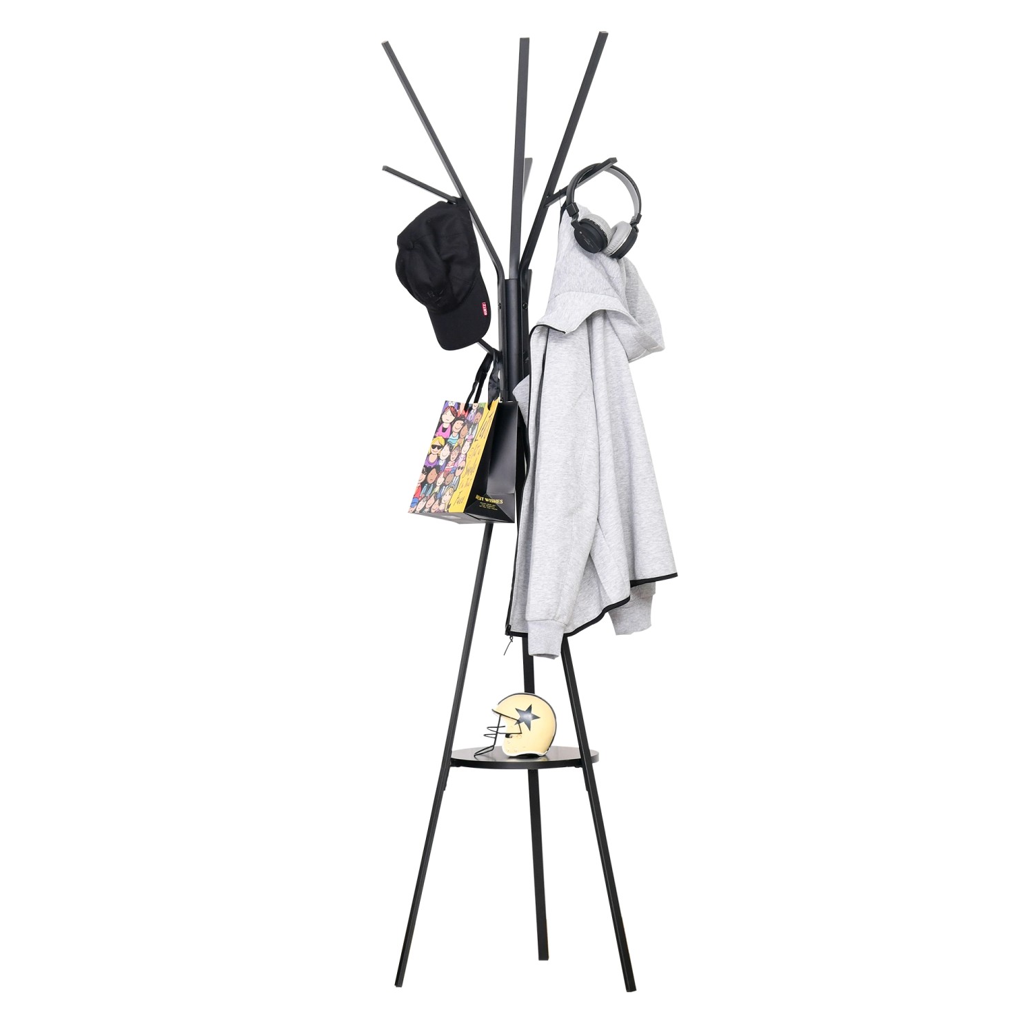 HOMCOM Garderobenständer mit 8 Haken & Ablage Metall Schwarz 45 x 45 x 180 cm HOMCOM Garderobenständer mit 8 Haken & Ablage Metall Schwarz 45 x 45 x 180 cm von HOMCOM