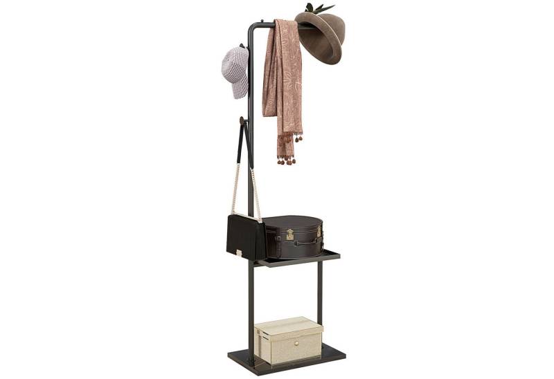 HOMCOM Garderobenständer mit Hängestäben Tablett, (standgarderobe, 1 St., Kleiderständer), für Flur, Eingang, 45 x 28 x 148 cm, Schwarz von HOMCOM