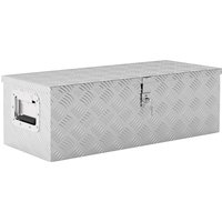 HOMCOM Gerätekasten  Werkzeugkasten Deichselbox, Transportbox Alubox, Aluminiumkiste, Silber, 76x33x25cm  Aosom.de von HOMCOM