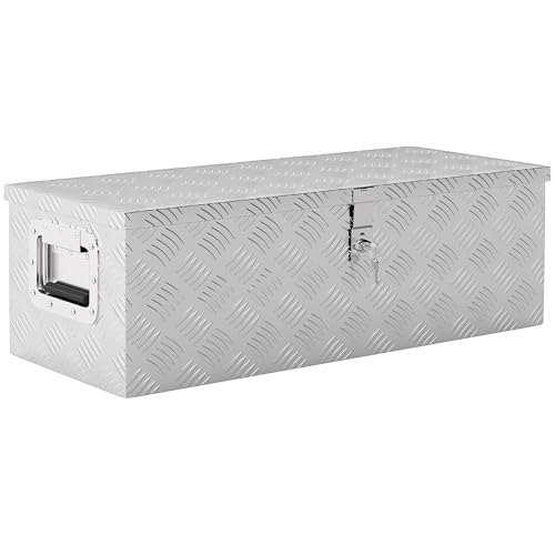 HOMCOM Gerätekasten 76 x 33 x 25 cm Werkzeugkasten Deichselbox Transportbox Alubox Alukoffer Aluminiumkiste Alu Silber HOMCOM Gerätekasten 76 x 33 x 25 cm Werkzeugkasten Deichselbox Transportbox Alubox Alukoffer Aluminiumkiste Alu Silber von HOMCOM