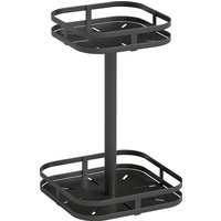 HOMCOM Gewürzregal 2-stufig 360° drehbarer Küchenregal mit Erhöhtem Ränder Saugfüße Stehend Gewürzständer Gewürzkarussell Küchen Organizer Gewürzhalter für Küchentheke Esstisch Schwarz   Aosom von HOMCOM