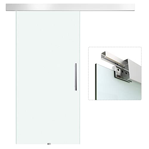 HOMCOM Glasschiebetür Schiebetür Tür Zimmertür mit Griffstange einseitig satiniert 102,5 x 205cm von HOMCOM