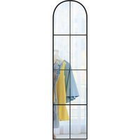 HOMCOM Großer Ganzkörperspiegel 40 x 160 cm - Wand- oder stehender Bogenfenster-Spiegel mit Metallrahmen, Splitterschutzfilm - für Schlafzimmer, Wohnzimmer und Ankleidezimmer, Schwarz   Aosom von HOMCOM