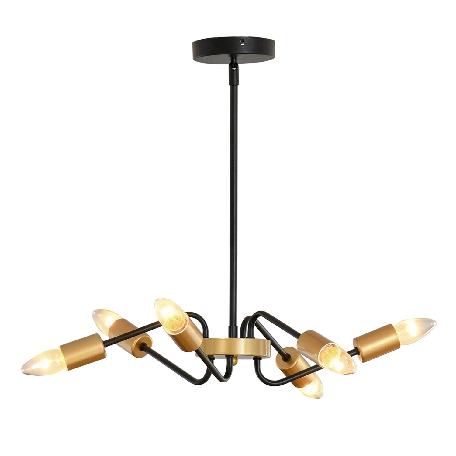HOMCOM Hängelampe 6-Flammig Höhenverstellbar Metall Schwarz Gold Ø48 x 120 cm HOMCOM Hängelampe 6-Flammig Höhenverstellbar Metall Schwarz Gold Ø48 x 120 cm von HOMCOM
