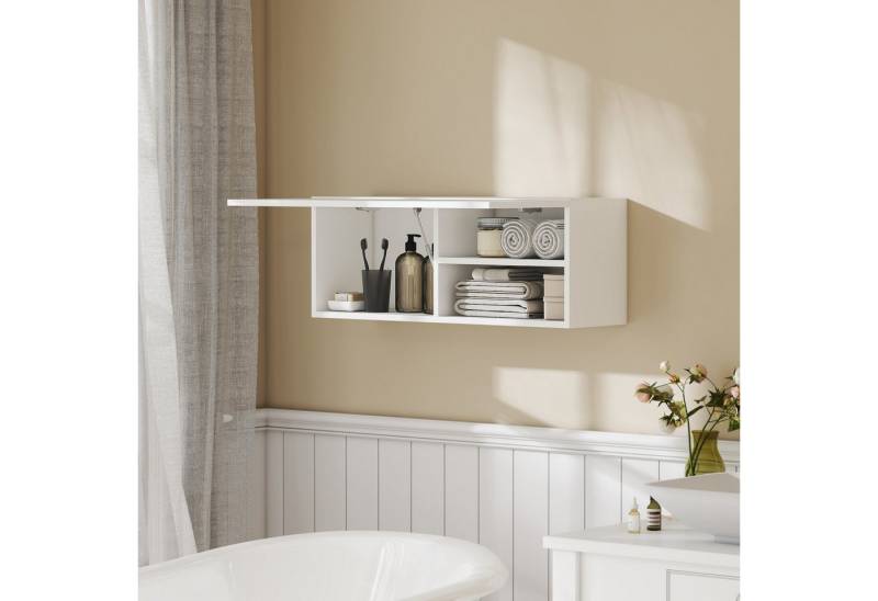 HOMCOM Hängeschrank mit Klapptür (Wandschrank, 1-St., Badezimmerschrank) mit nach oben klappbarer Tür, Gasdruckfeder, Einlegeboden, Weiß von HOMCOM