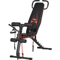 HOMCOM Hantelbank, bis 150 kg, 145 x 49 x 57-127 cm, verstellbare Trainingsbank mit elastischer Seils, Sit Up-Bank, 6 Stufen Rückenlehne  Aosom von HOMCOM
