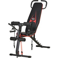 HOMCOM Hantelbank verstellbare Trainingsbank mit elastischer Seils Sit Up-Bank 6 Stufen Rückenlehne-Gefälle Gewicht bis 150 kg 145 x 49 x 57-127 cm von HOMCOM