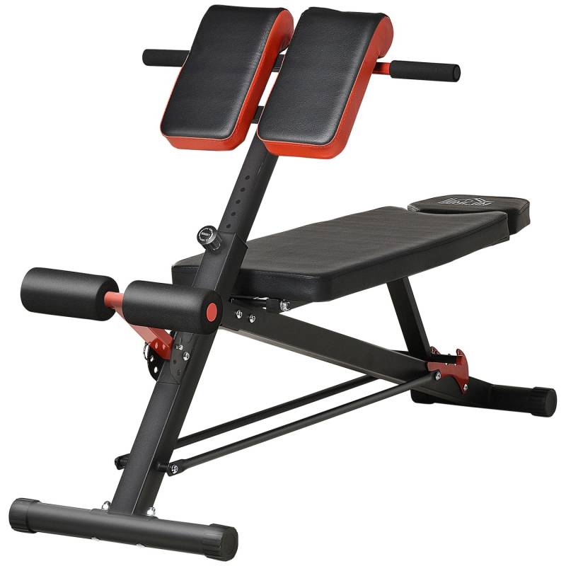 HOMCOM Hantelbank Bauchtrainer Verstellbar Stahl Schwarz 64 x 146 x 73,5-85 cm von HOMCOM
