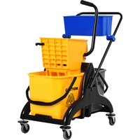 HOMCOM Haushaltswagen Reinigungswagen professioneller Reinigungswagen seitlicher Auswringmechanismus Eimer 26 L + Aufbewahrungskorb 78 x 45 x 95 cm Gelb   Aosom von HOMCOM