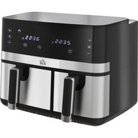 HOMCOM Heißluftfritteuse 8,5L Doppelkammer 8in1 Rezeptur Airfryer Antihaftbeschichtung Touchscreen Smart Timer ohne Öl Schwarz   Aosom von HOMCOM