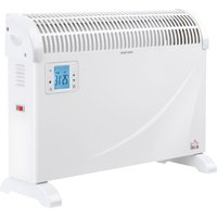 HOMCOM Heizgerät Heizlüfter 2000W Elektroheizer mit 3 Stufen Warm 24-Stunden-Timer Heizer Heizung Wärme Metall Kunststoff Weiß 58,5 x 20 x 43 cm von HOMCOM