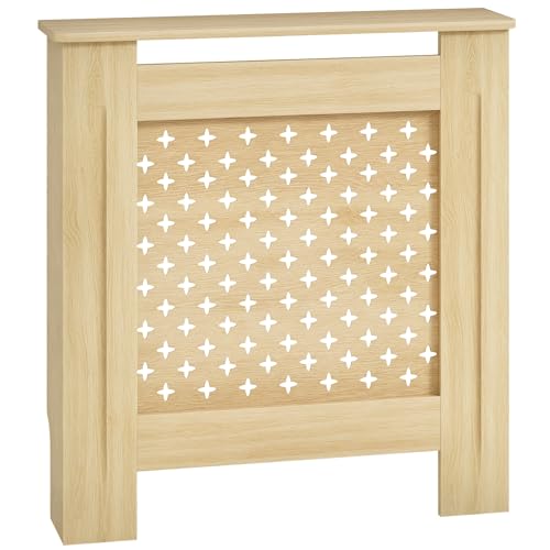 HOMCOM Heizkörperabdeckung aus MDF, Heizkörperabdeckung für Wohnzimmer, Schlafzimmer, Flur, 78 x 19 x 82 cm, Eiche von HOMCOM