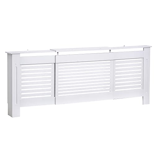 HOMCOM Heizkörperverkleidung, Heizungsabdeckung Heizkörper Abdeckung Einstellbar Weiß 139-208,5 x 20,5 x 82,5cm von HOMCOM