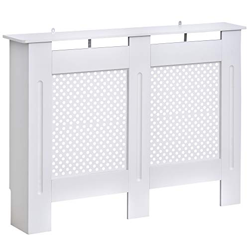 HOMCOM Heizkörperverkleidung Heizkörperabdeckung Heizungsverkleidung, MDF, Weiß, B112 x D19 x H82cm von HOMCOM