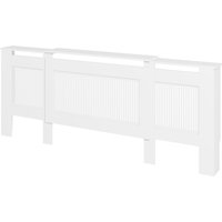 HOMCOM Heizkörperverkleidung ausziehbar Heizkörperabdeckung mit Ablage, Lamellen, Heizungsabdeckung Heizungsverkleidung Heizkörper Abdeckung 125-201 x 19 x 81,5 cm Weiß   Aosom von HOMCOM