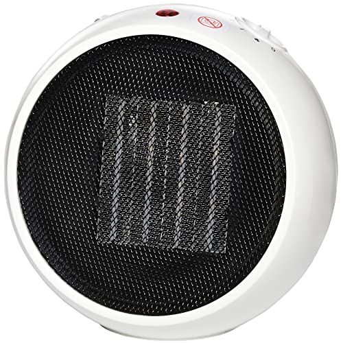 HOMCOM Heizlüfter Heizgerät Elektroheizer Heizer Heizung Wärme 900W/1500W PP-Kunststoff Weiß+Schwarz 22 x 18,5 x 21 cm von HOMCOM
