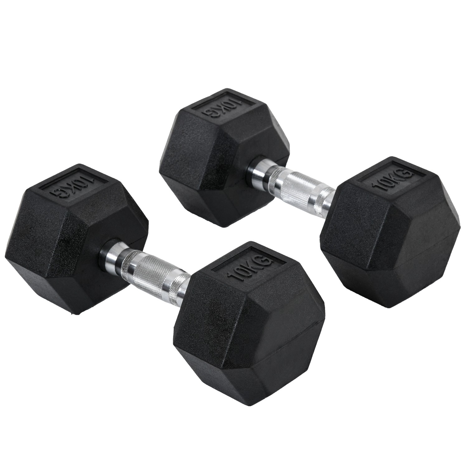 HOMCOM Hexagon Gummi-Hantel Griff Gerändelt Gewichte Metall Gummi Schwarz 2x10Kg HOMCOM Hexagon Gummi-Hantel Griff Gerändelt Gewichte Metall Gummi Schwarz 2x10Kg von HOMCOM