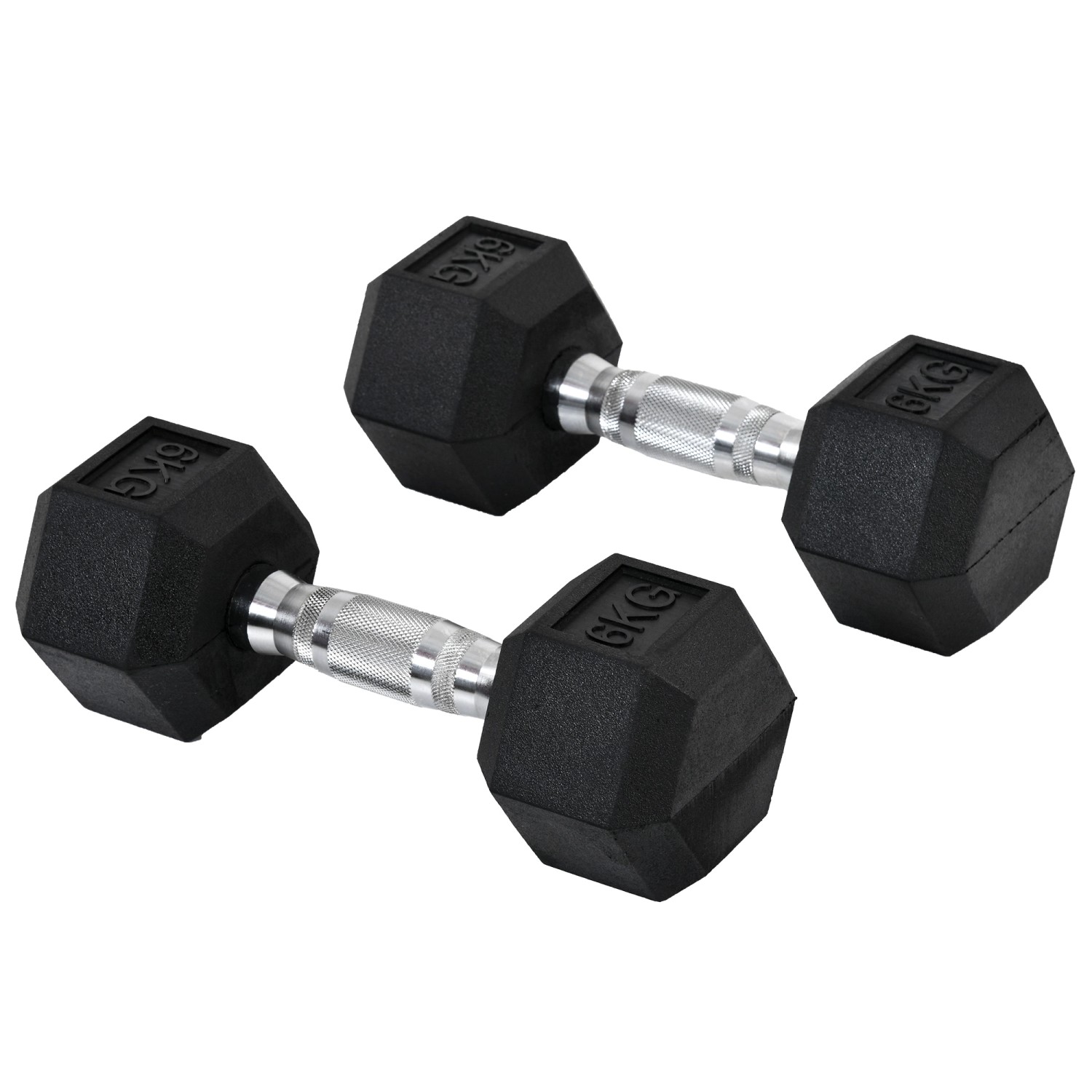 HOMCOM Hexagon Gummi-Hantel Griff Gerändelt Gewichte Metall Gummi Schwarz 2x6Kg HOMCOM Hexagon Gummi-Hantel Griff Gerändelt Gewichte Metall Gummi Schwarz 2x6Kg von HOMCOM