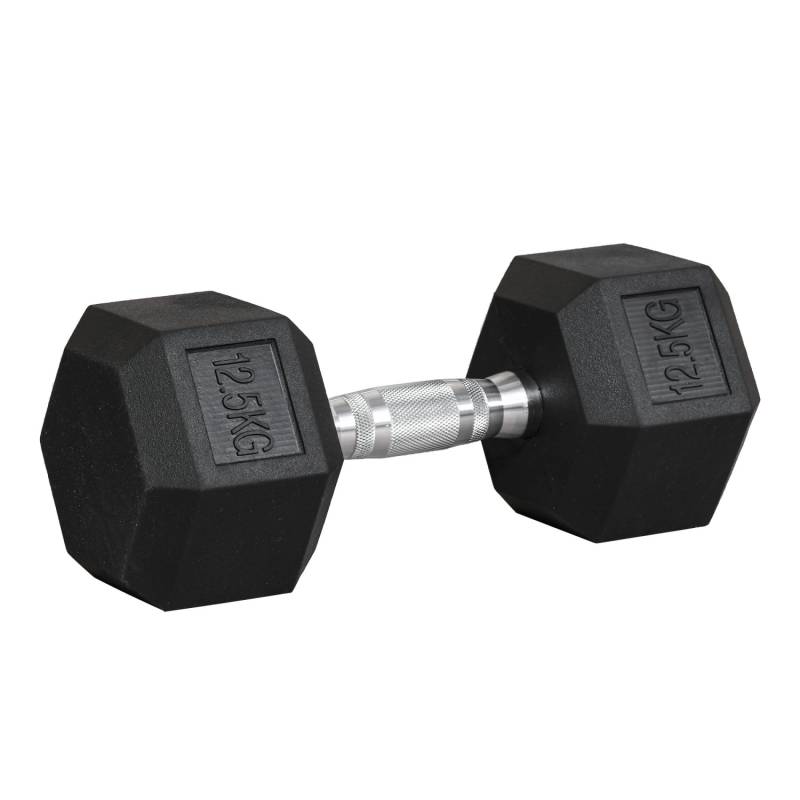 HOMCOM Hexagon Kurzhantel Griff Gerändelt Gewichte Metall Gummi Schwarz 1x12,5Kg von HOMCOM