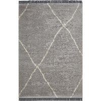 HOMCOM Hochflorteppich mit Fransen Hell-Grau 170 x 120 x 2,1 cm   Aosom von HOMCOM