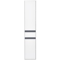 HOMCOM Hochschrank Badezimmer Aufbewahrung Zeitgenössischer Stil 2 Schränke 3 Regale und Schublade Ausziehbar Spanplatten Weiß   Aosom von HOMCOM