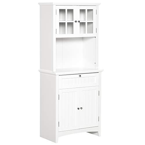 HOMCOM Hochschrank Küchenschrank Sideboard Vitrinenschrank Kommode mit Schublade Glastüren vielem Stauraum für Küche Wohnzimmer MDF Weiß 68,6 x 40 x 164 cm HOMCOM Hochschrank Küchenschrank Sideboard Vitrinenschrank Kommode mit Schublade Glastüren vielem Stauraum für Küche Wohnzimmer MDF Weiß 68,6 x 40 x 164 cm von HOMCOM