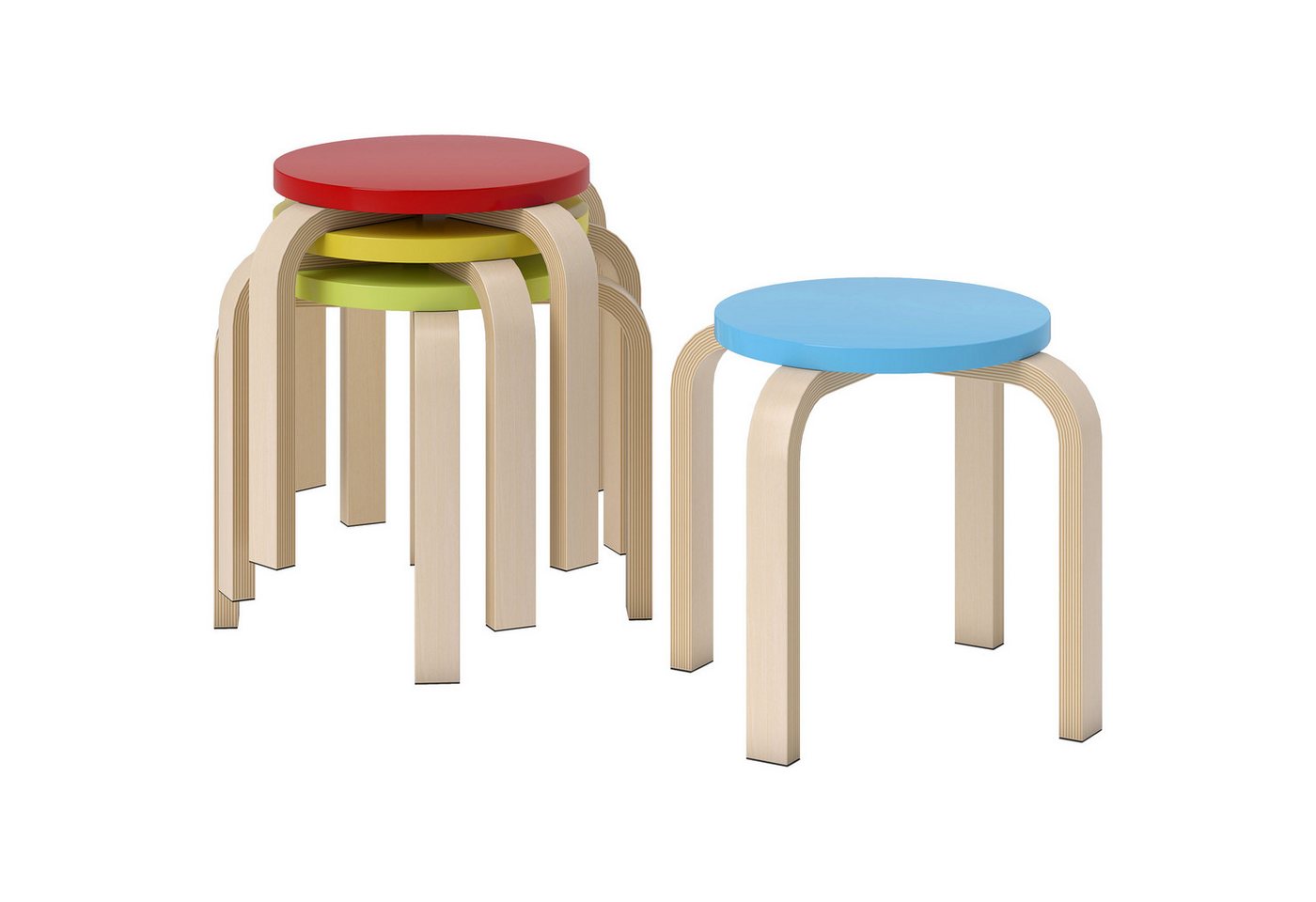 HOMCOM Hocker (Küchenhocker, 4 St., Runde Esszimmerhocker), für Esszimmer, Wohnzimmer, Küche, Bunt von HOMCOM
