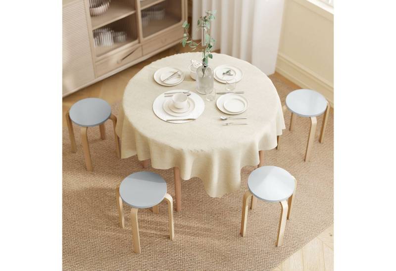 HOMCOM Hocker (Runde Kleiner Hocker, 4 St., Stapelbar Esszimmerhocker), für Esszimmer Wohnzimmer, 120 kg Belastbarkeit, Grau von HOMCOM