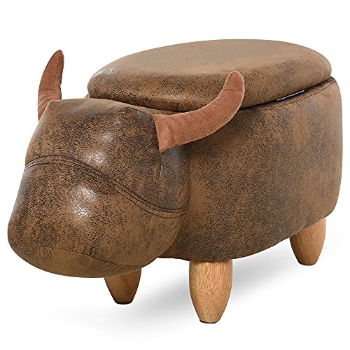 HOMCOM Hocker Kuh - Hocker Kuh - Hocker Stier Aufbewahrungsbox 2 in 1 - Beine Hevea-Holz synthetische Beschichtung Wildlederoptik gealtert Braun HOMCOM Hocker Kuh - Hocker Kuh - Hocker Stier Aufbewahrungsbox 2 in 1 - Beine Hevea-Holz synthetische Beschichtung Wildlederoptik gealtert Braun von HOMCOM
